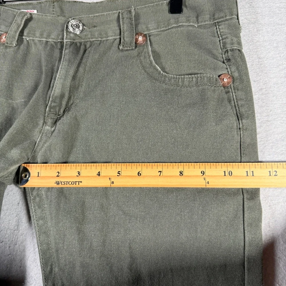 True Religion Billy Super T Mens 34x31 Olive Green Straight Leg Pants USA Made